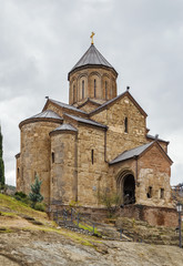 Fototapeta na wymiar Virgin Mary Metekhi church, Tbilisi, Georgia