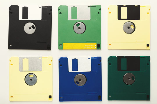 Retro floppy disks isolated on white background