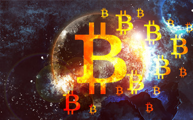 Bitcoin, background of crypto currency, illustration