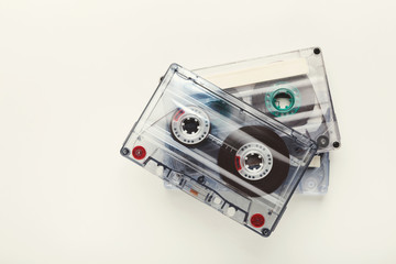 Vintage audio cassettes isolated on white background