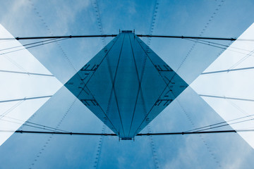 Double exposure of metal parts of a bridge near Edinburgh, Scotland 