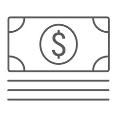 Money thin line icon, e commerce and marketing, dollar sign vector graphics, a linear pattern on a white background, eps 10.