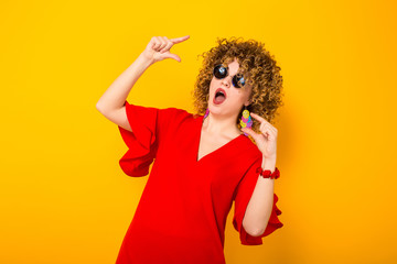 Attractive woman with short curly hair