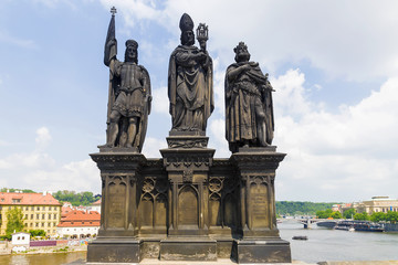 Fototapeta na wymiar Sculpture on the Charles Bridge. Czech Republic