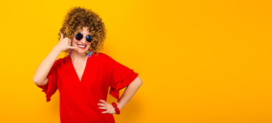 Fototapeta premium Attractive woman with short curly hair