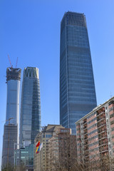 Fototapeta na wymiar Three Big Skyscrapers World Trade Center Z15 Towers Beijing China