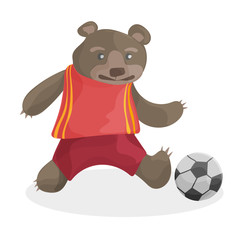 cute cartoon bear playing football world cup