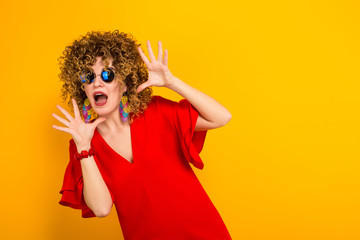 Attractive woman with short curly hair