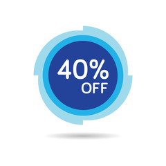 40% OFF Discount Sticker. Sale Blue Tag Isolated Vector Illustration. Discount Offer Price Label, Vector Price Discount Symbol.