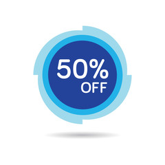 50% OFF Discount Sticker. Sale Blue Tag Isolated Vector Illustration. Discount Offer Price Label, Vector Price Discount Symbol.