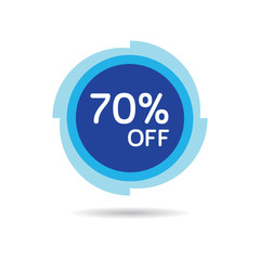 70% OFF Discount Sticker. Sale Blue Tag Isolated Vector Illustration. Discount Offer Price Label, Vector Price Discount Symbol.