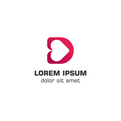 Initial letter D love logo template