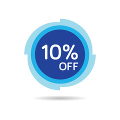 10% OFF Discount Sticker. Sale Blue Tag Isolated Vector Illustration. Discount Offer Price Label, Vector Price Discount Symbol.