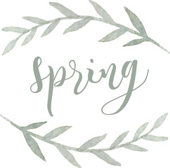 Spring calligraphy watercolor background.