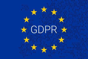 GDPR - General Data Protection Regulation. EU map and flag. Vector illustration