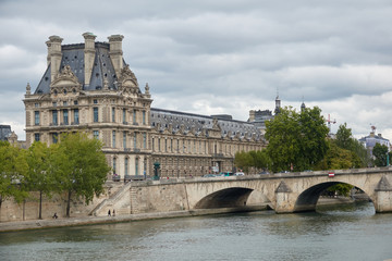 Architecture of Paris. The Tuileries Palace along the Seine River