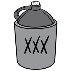 Moonshine Illustration - A vector cartoon illustration of a jug of Moonshine.