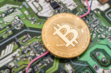 Circuit board and cryptocurrency Bitcoin coin