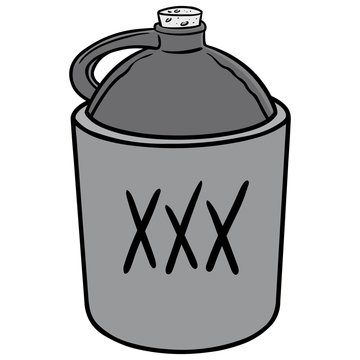 Moonshine Illustration - A vector cartoon illustration of a jug of Moonshine.