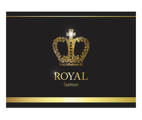 Gold crown. Luxury label, emblem or packing. Logo design.