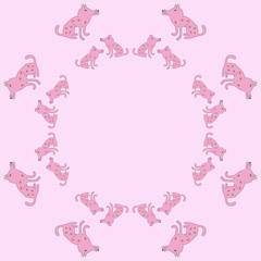 Sitting dogs   patterns, copy space. Hand drawn.