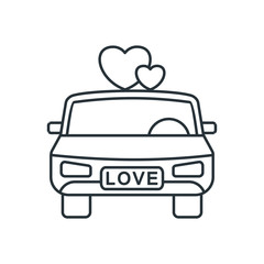 Limousine flat vector icon for greeting cards and invitations to the wedding ceremony.