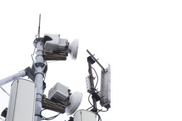 antenna tower for signal reception isolated on white