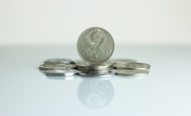 One ruble coin of Soviet Union. background.