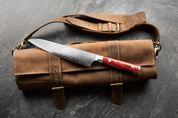 Excellent Japanese chef's knife from Damascus steel.