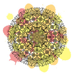 Flower mandala. Oriental ethnic circular ornament. Design element