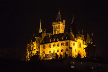 Fototapeta na wymiar wernigerode castle germany at night