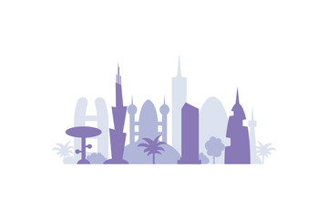 Set city buildings silhouettes. cityscape in future. Modern town elements vector illustration