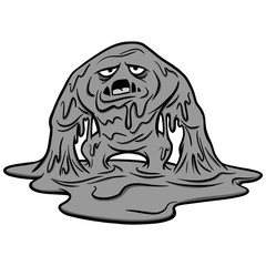 Mucus Monster Illustration - A vector cartoon illustration of a Mucus Monster concept.