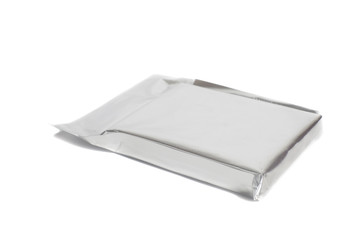Silver blank  package isolated on white.