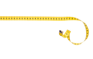 Tape measure with curl, isolated on white.