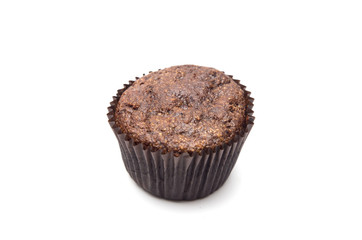 Whole Wheat Double Chocolate Chip Muffins Isolated on a White Background