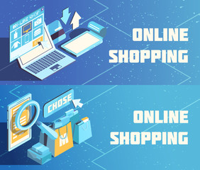 Online Shopping Isometric Banners