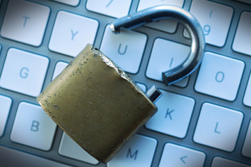 computer security concept with broken lock