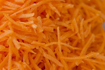 Close up of grated carrots.