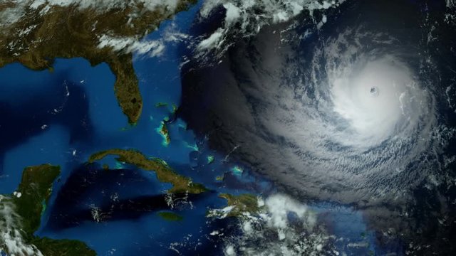 Major Hurricane approaching the USA. Shot from Space. Elements of this animation are furnished by Nasa. 