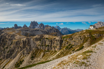 italien dolomites in autumn, south tyrol, rifugio auronzo 