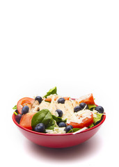 Fresh Salad with Chicken, Tomatoes Blueberries and Parmesean Cheese