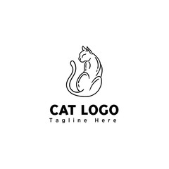 line art sitting cat logo