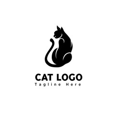 silhouette sitting cat logo