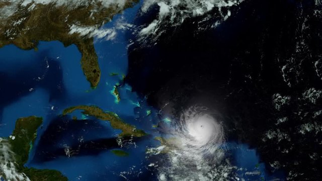 A Hurricane approaching the Caribbean Islands. Shot from Space. Elements of this animation are furnished by Nasa. 