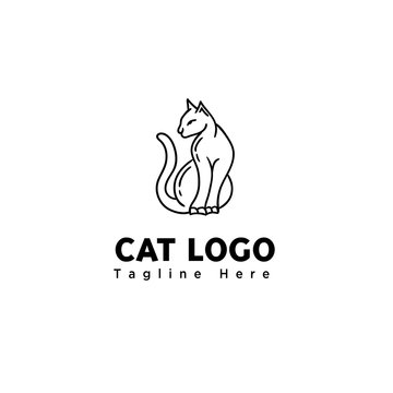 line art sitting cat logo