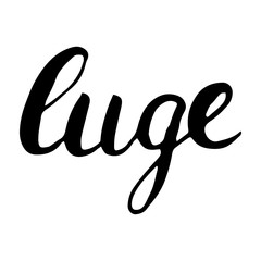 Luge black lettering text