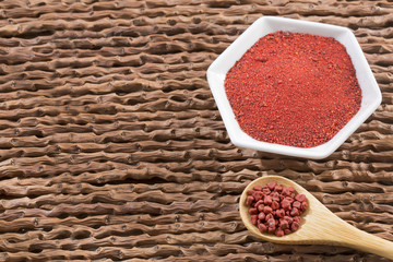 Annatto powder in organic powder - Bixa orellana