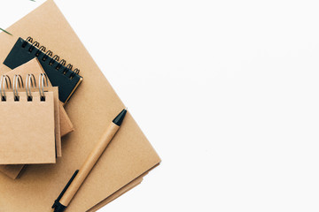 Minimalistic office desk table for social media, marketing materials, websites. Top view with copy space, flat lay.