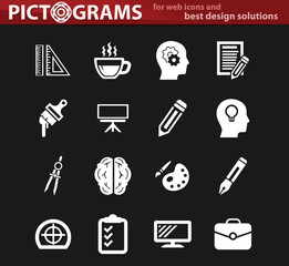 Creative process icons set